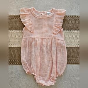 Shabby Chic Pink Ruffled Romper Sz 12-18M